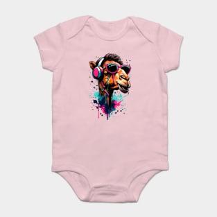 DJ Camel - Colourful Dromedary Camel Head Baby Bodysuit